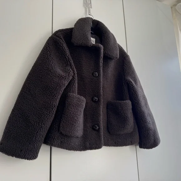Zara Chocolate Teddy Jacket XS - Picture 7 of 8